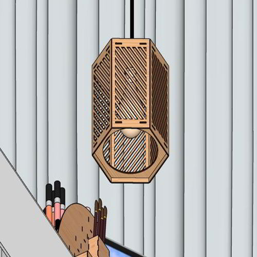 طرح لامپ سلول برش لیزری چوبی آویز نور - laser cut celling lamp wooden hanging light - برای دستگاه CNC چوب و لیزر (سی ان سی)