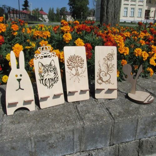طرح پایه‌های تلفن همراه برش لیزری چوبی دکور - laser cut cell phone stands wood decor ve - برای دستگاه CNC چوب و لیزر (سی ان سی)