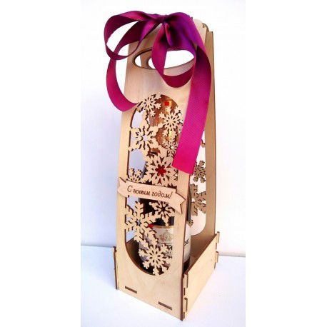 طرح جعبه هدیه بطری نوشابه برش لیزری - laser cut champagne gift box ve - برای دستگاه CNC چوب و لیزر (سی ان سی)