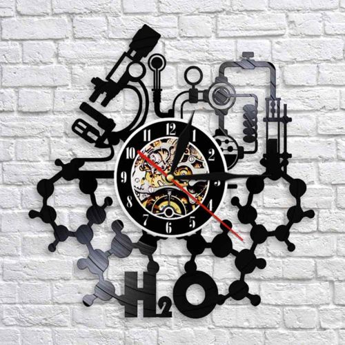 طرح laser-cut-chemistry-experiments-wall-clock-science-laboratory-wall-art-vinyl-record-wall-clock
