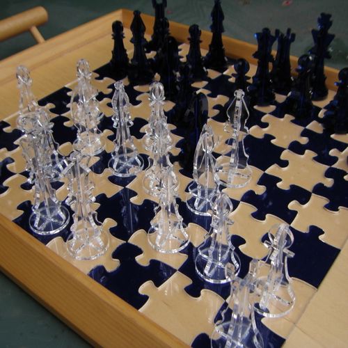 طرح برش لیزری شطرنج اره منبت کاری اره مویی پازل صفحه شطرنج و قطعات اکریلیک - laser cut chess jigsaw puzzle chess board and pieces acrylic ve - برای دستگاه CNC چوب و لیزر (سی ان سی)