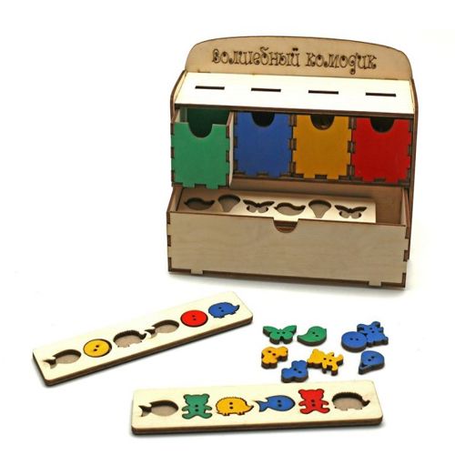 طرح جعبه کشو برش لیزری برای بچه‌ها - laser cut chest of drawers puzzle for kids ve - برای دستگاه CNC چوب و لیزر (سی ان سی)