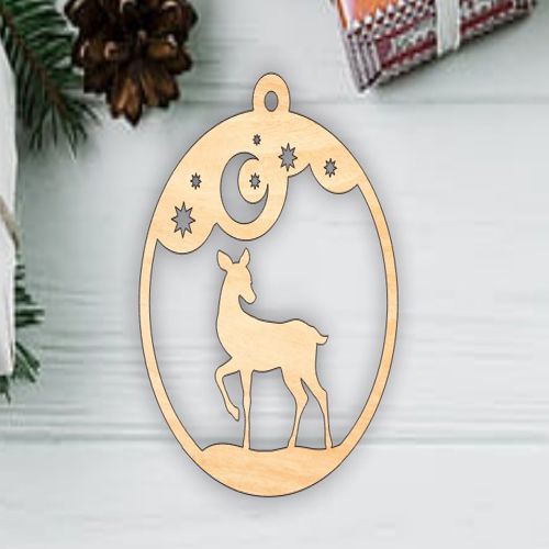 طرح برش لیزری کریسمس گوزن تزئینی بابلس تزئینات کریسمس - laser cut christmas deer ornament bauble christmas decorations ve - برای دستگاه CNC چوب و لیزر (سی ان سی)