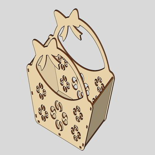 طرح سبد هدیه کریسمس برش لیزری پاپیون گره - laser cut christmas gift basket bow knot ve - برای دستگاه CNC چوب و لیزر (سی ان سی)