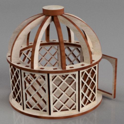 طرح برش لیزری چادر سیرک جعبه هدیه - laser cut circus tent favor box ve - برای دستگاه CNC چوب و لیزر (سی ان سی)