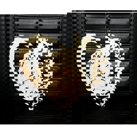 طرح ساعت برش لیزری با قلب و پروانه - laser cut clock with heart and butterflies ve - برای دستگاه CNC چوب و لیزر (سی ان سی)