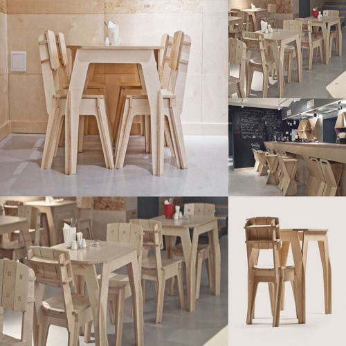 طرح مجموعه مبلمان کافه با برش لیزری و سی ان سی () - laser cut cnc cafe furniture set ve - برای دستگاه CNC چوب و لیزر (سی ان سی)