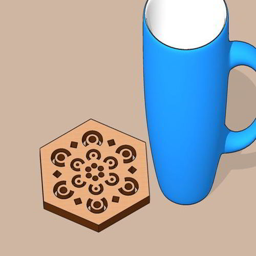 طرح برش لیزری زیرلیوانی فنجان چای - laser cut coaster tea cup ve - برای دستگاه CNC چوب و لیزر (سی ان سی)