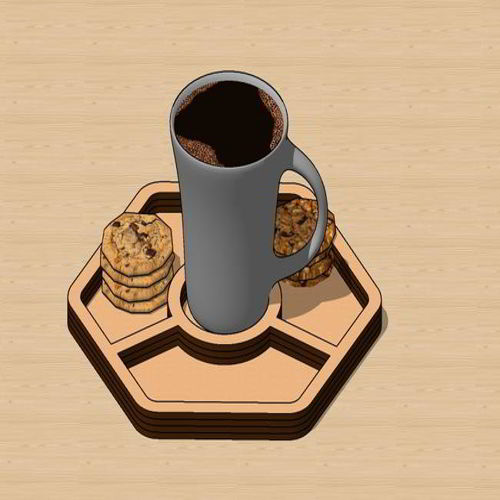 طرح سینی سرو قهوه برش لیزری - laser cut coffee organizer serving tray ve - برای دستگاه CNC چوب و لیزر (سی ان سی)