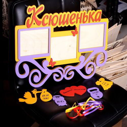 طرح قاب عکس رنگی تزئینی برش لیزری - laser cut colorful decorative photo frame ve - برای دستگاه CNC چوب و لیزر (سی ان سی)