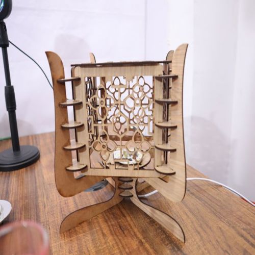 طرح چراغ رومیزی چوبی مدرن برش لیزری میلی‌متری سایز - laser cut contemporary wooden table lamp 3mm - برای دستگاه CNC چوب و لیزر (سی ان سی)