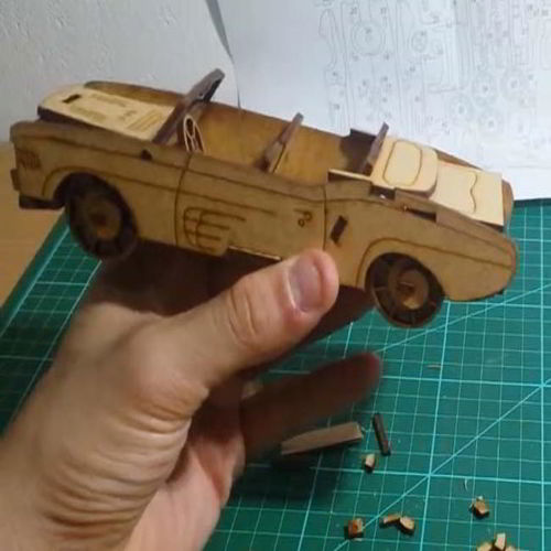 طرح ماشین برش خورده با لیزر سه بعدی پازل - laser cut convertible car 3d puzzle ve - برای دستگاه CNC چوب و لیزر (سی ان سی)