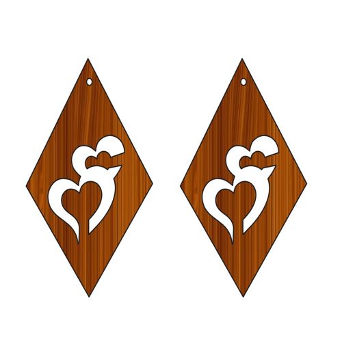 طرح گوشواره قلب زوج برش لیزری قالب جواهرات برش چوب - laser cut couple heart earrings set jewelry templates wood cutout ve - برای دستگاه CNC چوب و لیزر (سی ان سی)