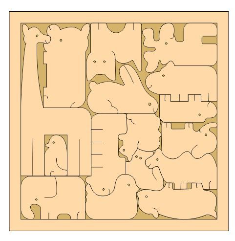 طرح بازی پازل حیوانات خلاقانه با برش لیزری برای کودکان - laser cut creative animal jigsaw puzzle game for kids - برای دستگاه CNC چوب و لیزر (سی ان سی)