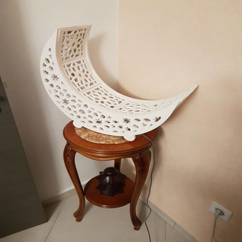 طرح چراغ هلال ماه برش لیزری جعبه چراغ شب طرح - laser cut crescent moon lamp night light box - برای دستگاه CNC چوب و لیزر (سی ان سی)
