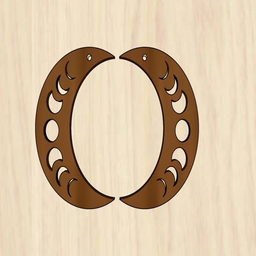 طرح گوشواره‌های چوبی به شکل هلال ماه با برش لیزری صنایع دستی DIY هزینه - laser cut crescent moon phase wood shape earrings crafts diy ve - برای دستگاه CNC چوب و لیزر (سی ان سی)