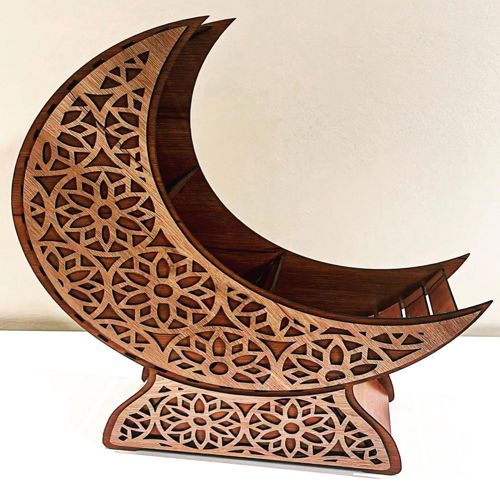 طرح برش لیزری هلال ماه رمضان عید دکور لیزر - laser cut crescent moon ramadan eid decor - برای دستگاه CNC چوب و لیزر (سی ان سی)