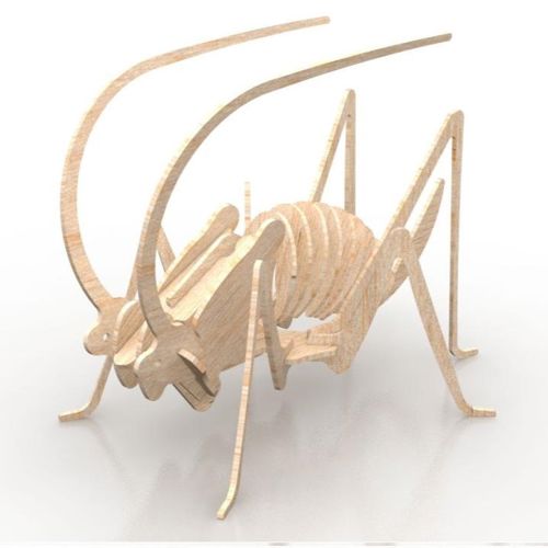 طرح برش لیزری کریکت ملخ سه بعدی پازل پازل - laser cut cricket grasshopper 3d puzzle jpeg - برای دستگاه CNC چوب و لیزر (سی ان سی)