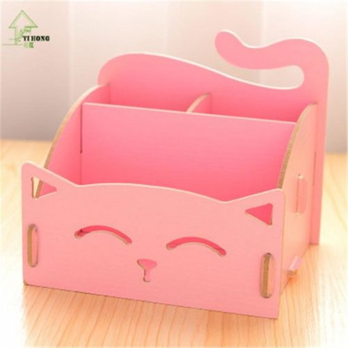 طرح جعبه نگهداری گربه ناز برش لیزری با طرح گربه رومیزی جای قلم - laser cut cute cat desktop storage box organizer pen holder - برای دستگاه CNC چوب و لیزر (سی ان سی)