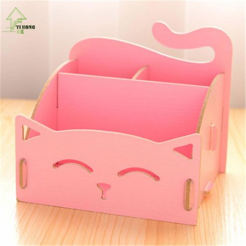 طرح جعبه نگهداری گربه ناز برش لیزری با طرح گربه رومیزی با طرح قلم طرح - laser cut cute cat desktop storage box organizer pen holder ve - برای دستگاه CNC چوب و لیزر (سی ان سی)