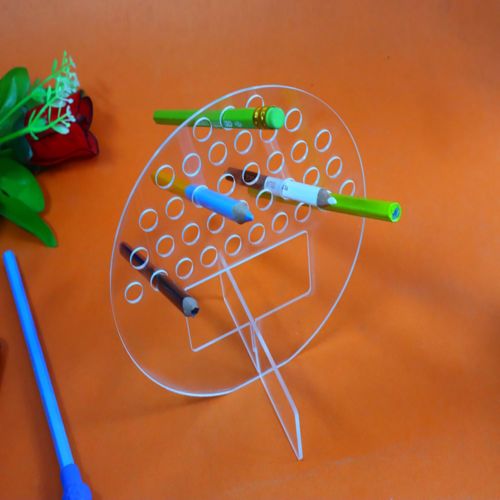 طرح جاقلمی گرد ناز برش خورده با لیزر اکریلیک میلی‌متری رنگ - laser cut cute round shape pen holder acrylic 3mm - برای دستگاه CNC چوب و لیزر (سی ان سی)