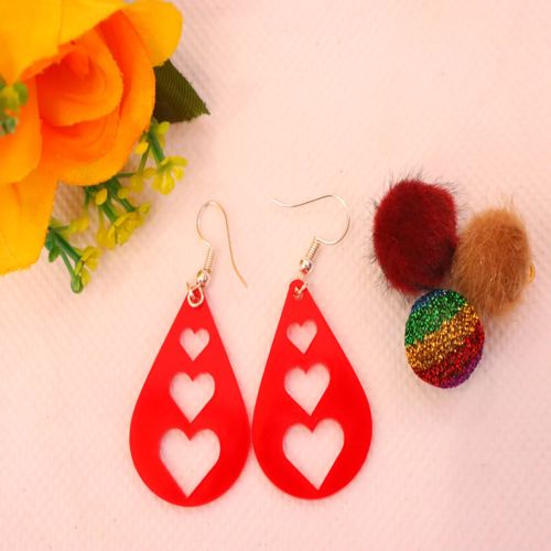 طرح گوشواره آویز قلب برش لیزری - laser cut dangle heart earrings - برای دستگاه CNC چوب و لیزر (سی ان سی)