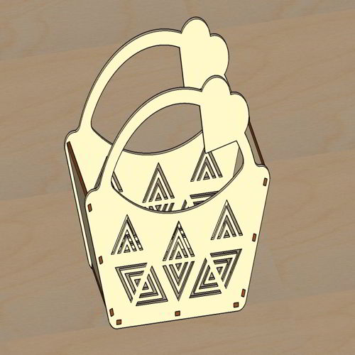 طرح سبد تزئینی برش لیزری با شکل قلب - laser cut decorative basket with heart shape - برای دستگاه CNC چوب و لیزر (سی ان سی)
