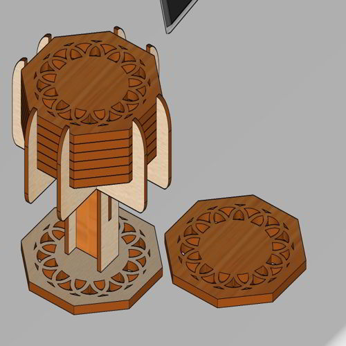 طرح زیرلیوانی‌های چوبی برش لیزری تزئینی جعبه‌ای پایه - laser cut decorative boxed coasters wood coaster holder stand ve - برای دستگاه CNC چوب و لیزر (سی ان سی)