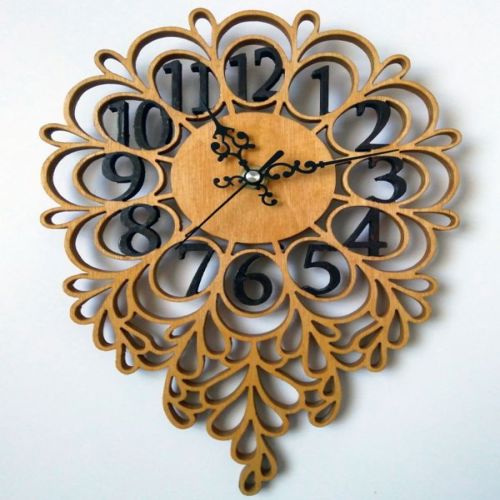 طرح ساعت تزئینی برش لیزری - laser cut decorative clock ve - برای دستگاه CNC چوب و لیزر (سی ان سی)
