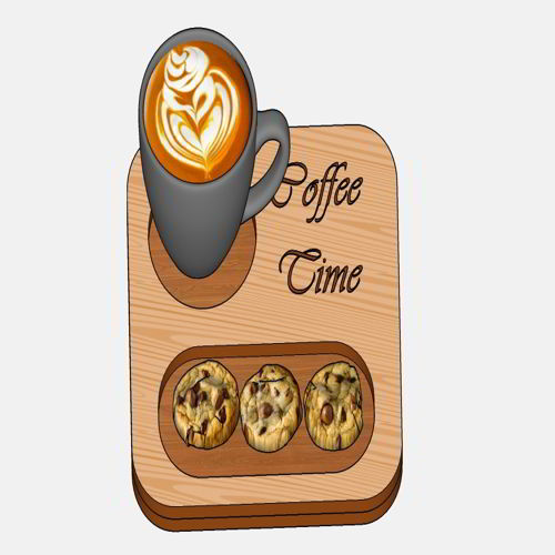طرح سینی برش لیزری تزئینی قهوه چیدمان کننده پوشش - laser cut decorative coffee organizer tray ve - برای دستگاه CNC چوب و لیزر (سی ان سی)