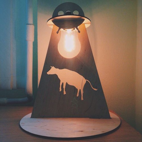 طرح لامپ گاوی تزئینی برش لیزری شیشه - laser cut decorative cow lamp ve - برای دستگاه CNC چوب و لیزر (سی ان سی)