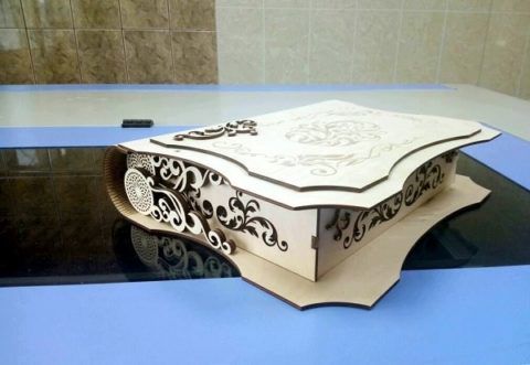 طرح جعبه کتاب تاشو تزئینی برش لیزری - laser cut decorative folding book box ve - برای دستگاه CNC چوب و لیزر (سی ان سی)