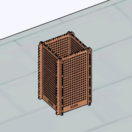 طرح جا مدادی تزئینی برش لیزری جعبه چوبی میلی‌متری - laser cut decorative pencil holder wood box 3mm ve - برای دستگاه CNC چوب و لیزر (سی ان سی)