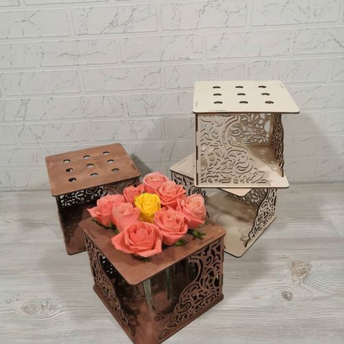 طرح گلدان تزئینی برش لیزری گلدان لوله آزمایش پایه گل گلدان - laser cut decorative tabletop planter test tube flower stand ve - برای دستگاه CNC چوب و لیزر (سی ان سی)