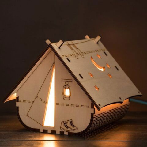 طرح لامپ چادری تزئینی برش شده با لیزر میلی متر شیشه - laser cut decorative tent shaped lamp 4mm ve - برای دستگاه CNC چوب و لیزر (سی ان سی)