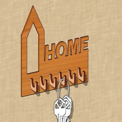 طرح جاکلیدی دیواری تزئینی برش لیزری 3 میلی‌متری قاب - laser cut decorative wall mount key holder 3mm - برای دستگاه CNC چوب و لیزر (سی ان سی)