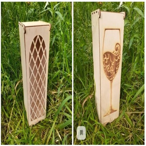 طرح جعبه هدیه نوشابه تزئینی برش لیزری - laser cut decorative wine gift box ve - برای دستگاه CNC چوب و لیزر (سی ان سی)