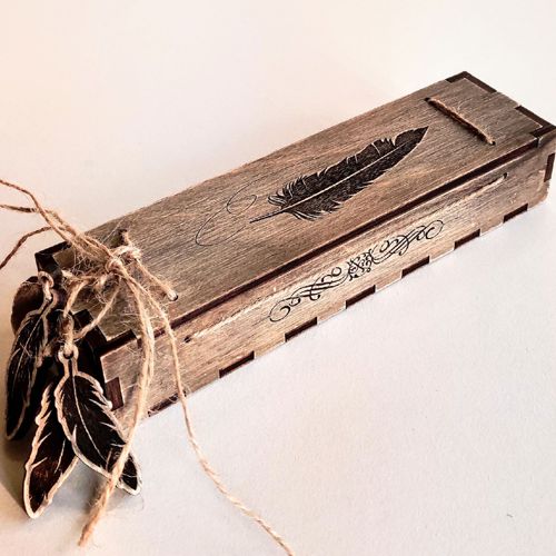 طرح جعبه هدیه خودکار چوبی تزئینی برش لیزری با حکاکی - laser cut decorative wooden pen gift box with engraving ve - برای دستگاه CNC چوب و لیزر (سی ان سی)