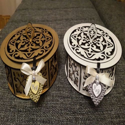 طرح جعبه گرد چوبی تزئینی برش لیزری سبد شکلات - laser cut decorative wooden round box candy basket ve - برای دستگاه CNC چوب و لیزر (سی ان سی)