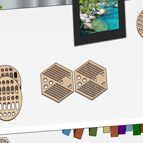 طرح برش لیزری دکور لانه زنبوری زیرلیوانی شابلون - laser cut decor honeycomb coasters stencil - برای دستگاه CNC چوب و لیزر (سی ان سی)