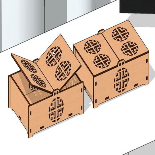 طرح جعبه هدیه دکوری برش لیزری جواهرات با درب درب - laser cut decor jewelry gift box with lid - برای دستگاه CNC چوب و لیزر (سی ان سی)