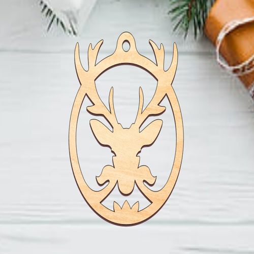 طرح تزیینات کریسمس با سر گوزن با برش لیزری - laser cut deer head bauble ornament christmas decorations ve - برای دستگاه CNC چوب و لیزر (سی ان سی)