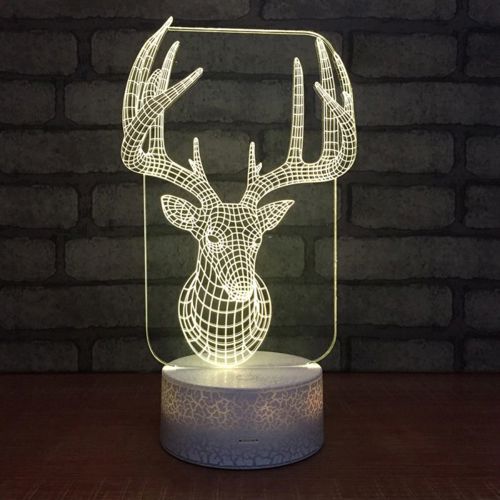 طرح برش لیزری سر گوزن کریسمس دکوراسیون سه بعدی توهم لامپ - laser cut deer head christmas decor 3d illusion lamp ve - برای دستگاه CNC چوب و لیزر (سی ان سی)