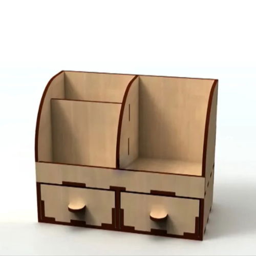 طرح میز سازماندهی برش لیزری با کشوها mm - laser cut desk organizer with drawers 4mm ve - برای دستگاه CNC چوب و لیزر (سی ان سی)