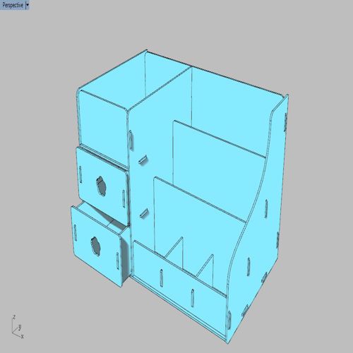 طرح میز سازماندهی میز برش لیزری با کشو - laser cut desk organizer with drawers ve - برای دستگاه CNC چوب و لیزر (سی ان سی)