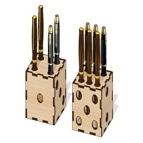 طرح برش لیزری تاس جاقلمی - laser cut dice pen holder ve - برای دستگاه CNC چوب و لیزر (سی ان سی)