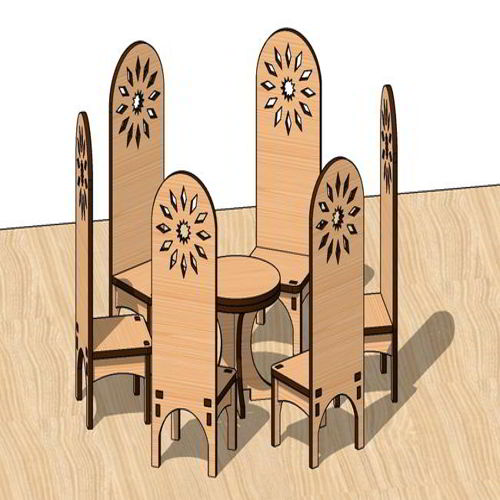 طرح میز و صندلی‌های مینیاتوری ناهارخوری برش لیزری خانه عروسکی لباس - laser cut dining miniature table chairs toy dollhouse - برای دستگاه CNC چوب و لیزر (سی ان سی)