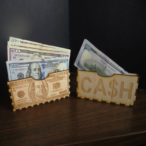 طرح برش لیزری دلار جای گیرنده - laser cut dollar bill holder ve jpeg - برای دستگاه CNC چوب و لیزر (سی ان سی)