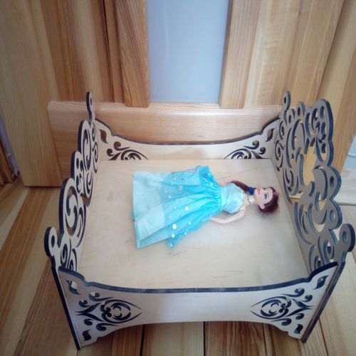 طرح تخت عروسک برش لیزری - laser cut doll bed ve - برای دستگاه CNC چوب و لیزر (سی ان سی)