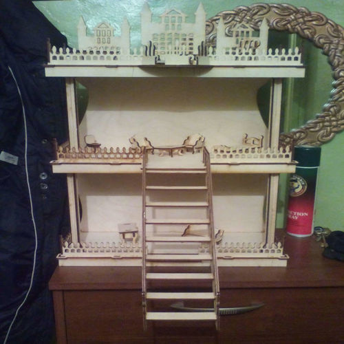 طرح خانه عروسک برش لیزری هزینه - laser cut doll house - برای دستگاه CNC چوب و لیزر (سی ان سی)